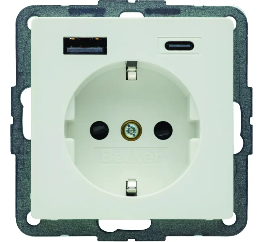 Schuko-Steckdose mit USB-Typ-A und USB-Typ-C Q1/Q3/Q7 weiß (48146089)