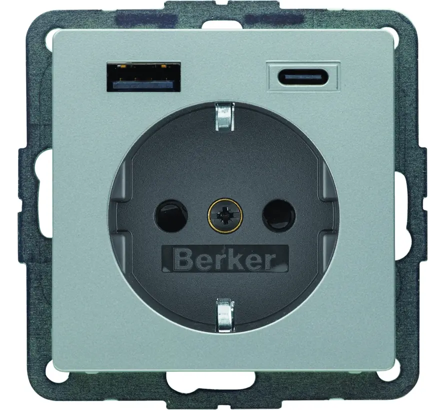 Schuko-Steckdose mit USB-Typ-A und USB-Typ-C Q1/Q3/Q7 aluminium (48146084)