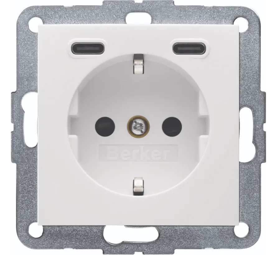 Schuko-Steckdose mit 2 x USB-Typ-C S1/B3/B7 weiß glänzend (48158989)