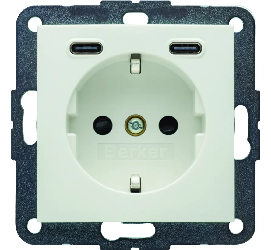 Schuko-Steckdose mit 2 x USB-Typ-C S1/B3/B7 weiß matt (48151909)