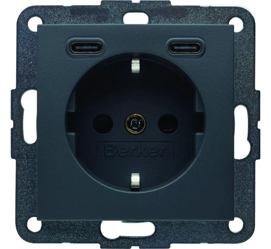 Schuko-Steckdose mit 2 x USB-Typ-C S1/B3/B7 anthrazit matt (48151606)