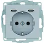 Schuko-Steckdose mit 2 x USB-Typ-C S1/B3/B7 aluminium matt (48151404)