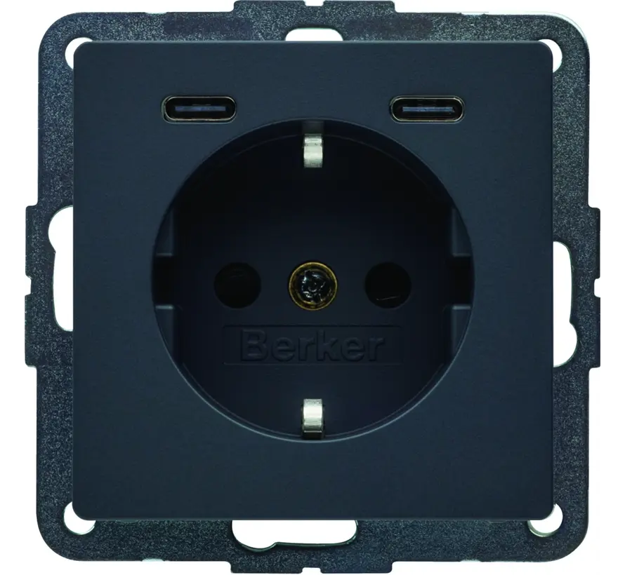 Schuko-Steckdose mit 2 x USB-Typ-C Q1/Q3/Q7 anthrazit (48156086)