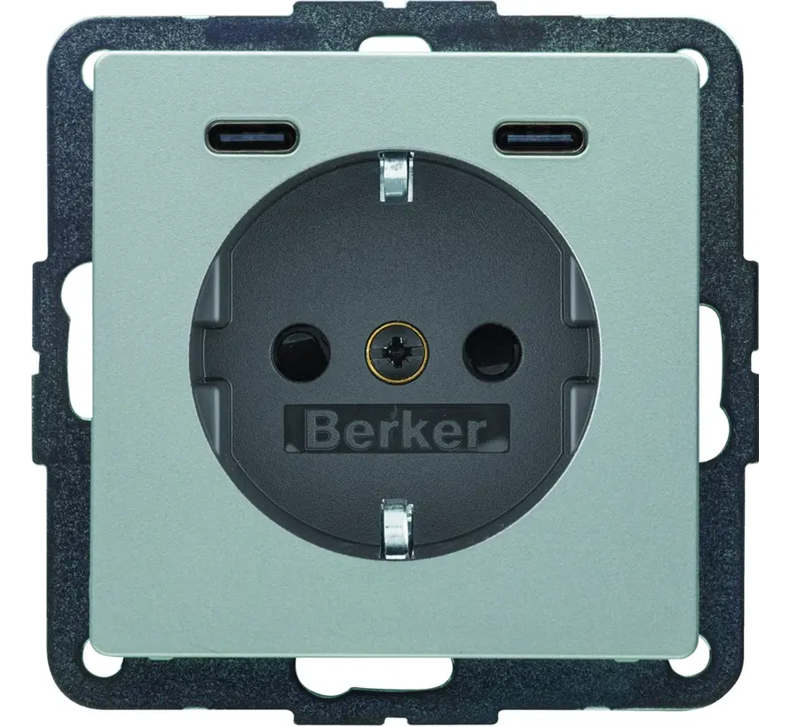 Schuko-Steckdose mit 2 x USB-Typ-C Q1/Q3/Q7 aluminium (48156084)