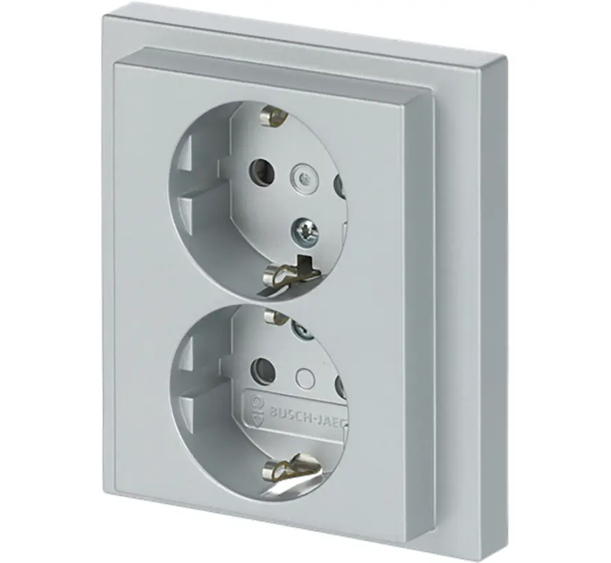 Schuko-Steckdose 2-fach mit erhöhtem Berührungsschutz für 1-fach Unterputzdose Future Linear alusilber matt (202 EUJRB-83)