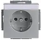 Schuko-Steckdose mit Beschriftungsfeld Future Linear alusilber matt (20 EUN-83)