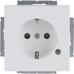 Busch-Jaeger Schuko-Steckdose erhöhtem Berührungsschutz mit LED Kontrollschalter mit Glimmlampe Future Linear studioweiß matt (20 EUCBL-884)