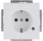 Schuko-Steckdose erhöhtem Berührungsschutz mit LED Kontrollschalter mit Glimmlampe Future Linear studioweiß matt (20 EUCBL-884)