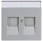 Zentralplatte Modular Jack 2-fach alusilber matt (1800-83)