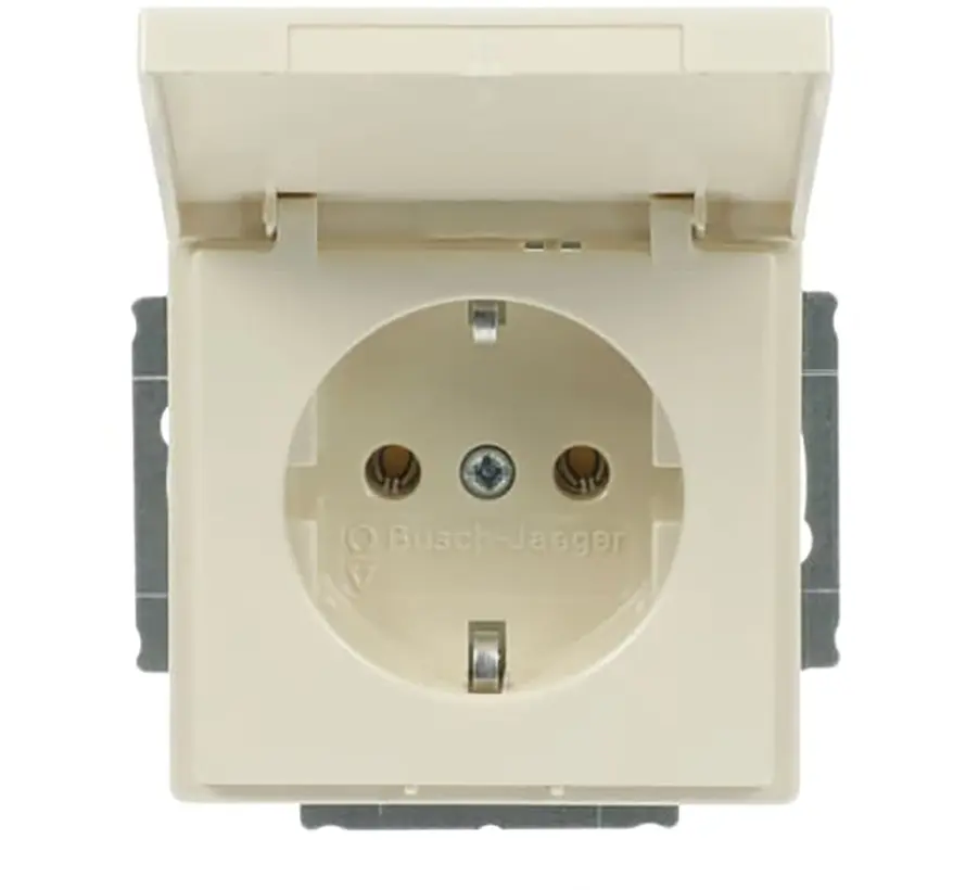 Future Linear Schuko-Steckdose Klappdeckel erhöhtem Berührungsschutz creme glänzend (20 EUK-82)