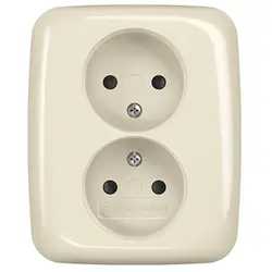 Busch-Jaeger Steckdose 2-fach ohne Schutzkontakt mit erhöhtem Berührungsschutz für 1-fach Unterputzdose Standard SI (202 UJRB-212)