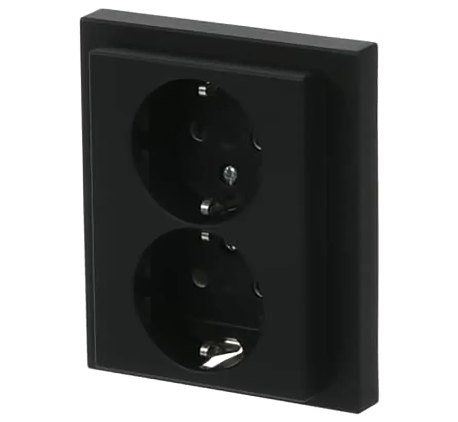 Schuko-Steckdose 2-fach mit erhöhtem Berührungsschutz für 1-fach Unterputzdose Future Linear schwarz matt (202 EUJRB-885)