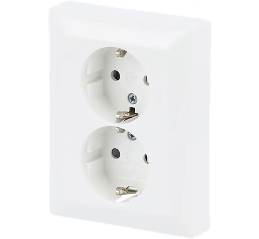 Schuko-Steckdose 2-fach Safety+ mit Befestigungskrallen für 1-fach Unterputzdose Balance SI weiß glänzend (202 EUJB-914)