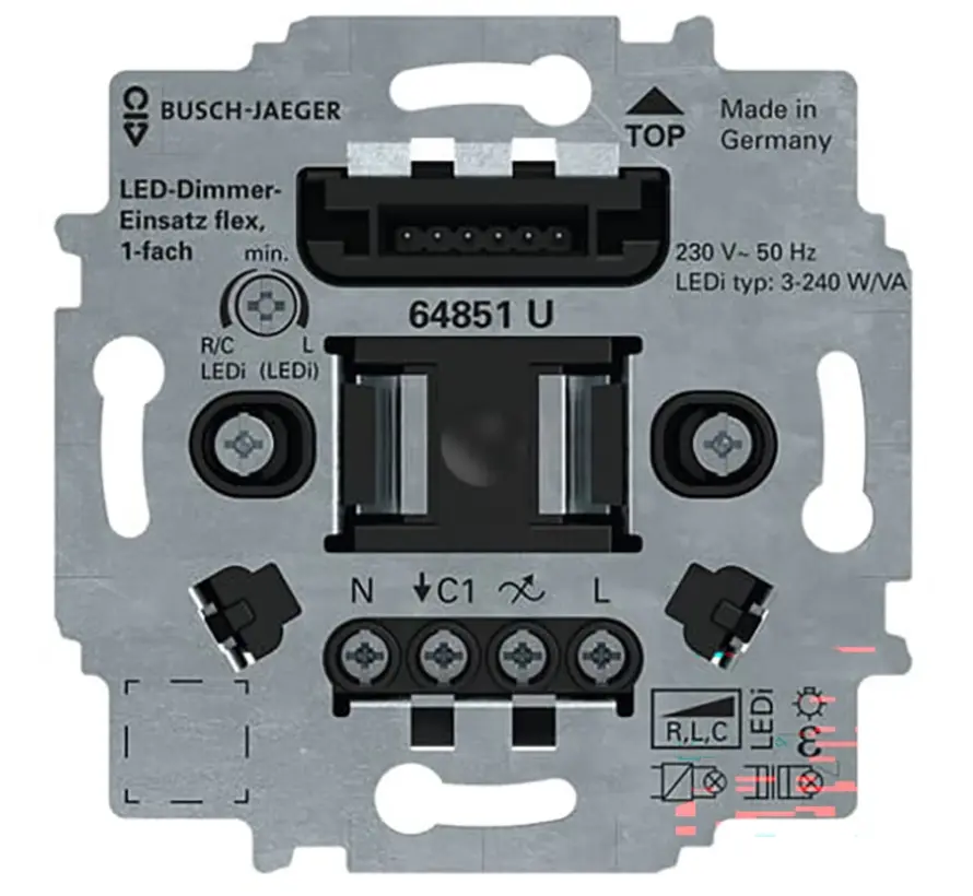 LED-Dimmer-Einsatz flex Drucktaste 1-fach (64851 U)