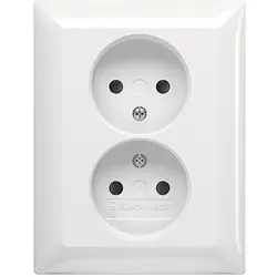 Busch-Jaeger Steckdose 2-fach ohne Schutzkontakt Safety+ für 1-fach Unterputzdose Balance SI weiß glänzend (202 UJRB-914)