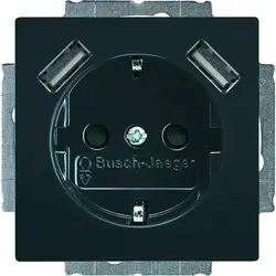 Busch-Jaeger Schuko-Steckdose erhöhtem Berührungsschutz mit 2xUSB Future Linear anthrazit glänzend (20 EUCB2USB-81)