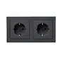 Schuko-Steckdose set 2-fach vorverdrahtet für Duo-Dose Q3 anthrazit (47206096)