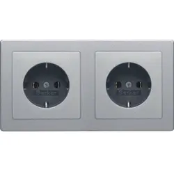 Berker Schuko-Steckdose set 2-fach vorverdrahtet für Duo-Dose Q3 aluminium (47206094)