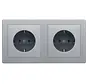 Schuko-Steckdose set 2-fach vorverdrahtet für Duo-Dose Q3 aluminium (47206094)