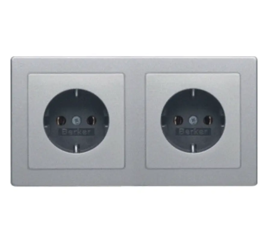 Schuko-Steckdose set 2-fach vorverdrahtet für Duo-Dose Q3 aluminium (47206094)