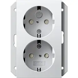 Gira Schuko-Steckdose 2-fach mit erhöhtem Berührungsschutz für 1-fach Unterputzdose System 55 weiß matt (273127)