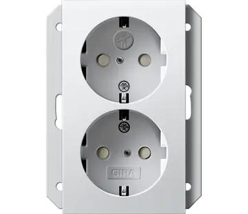 Gira Schuko-Steckdose 2-fach mit erhöhtem Berührungsschutz für 1-fach Unterputzdose System 55 weiß matt (273127)