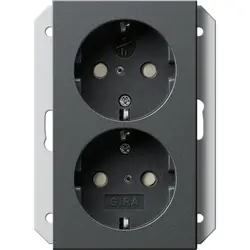 Gira Schuko-Steckdose 2-fach mit erhöhtem Berührungsschutz für 1-fach Unterputzdose System 55 anthrazit matt (273128)