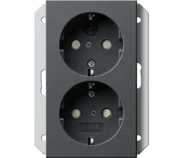 Gira Schuko-Steckdose 2-fach mit erhöhtem Berührungsschutz für 1-fach Unterputzdose System 55 anthrazit matt (273128)