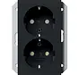 Schuko-Steckdose 2-fach mit erhöhtem Berührungsschutz für 1-fach Unterputzdose System 55 schwarz matt (2731005)
