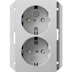 Gira Schuko-Steckdose 2-fach mit erhöhtem Berührungsschutz für 1-fach Unterputzdose System 55 grau matt (2731015)