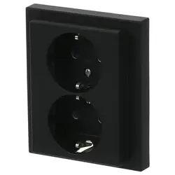 Busch-Jaeger Schuko-Steckdose 2-fach mit erhöhtem Berührungsschutz für 1-fach Unterputzdose Future Linear schwarz matt (202 EUJRB-885)