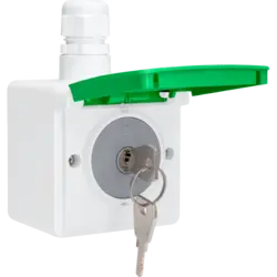 Niko Hydro Schuko-Steckdose mit Klappdeckel Aufputzgehäuse Schloss und Symbol E-Bike weiß/grün (701-37871)