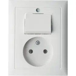 Berker Kombination Schalter/Steckdose ohne Schutzkontakt S1/B3/B7 weiß glänzend (6143668989)