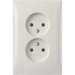 Berker Steckdose 2-fach ohne Schutzkontakt mit erhöhtem Berührungsschutz für 1-fach Unterputzdose S1 weiß glänzend (47958989)