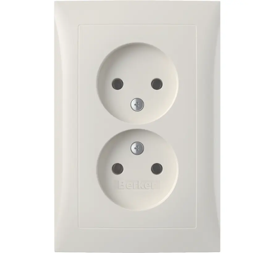 Steckdose 2-fach ohne Schutzkontakt mit erhöhtem Berührungsschutz für 1-fach Unterputzdose S1 weiß glänzend (47958989)