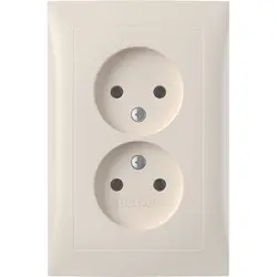 Berker Steckdose 2-fach ohne Schutzkontakt mit erhöhtem Berührungsschutz für 1-fach Unterputzdose S1 creme glänzend (47958982)