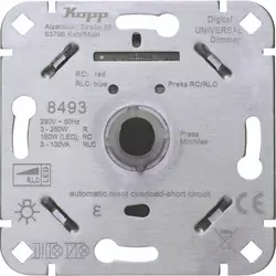 Kopp Universal LED-Drehdimmer mit Druck-Wechselschalter 3-150W (849300512)