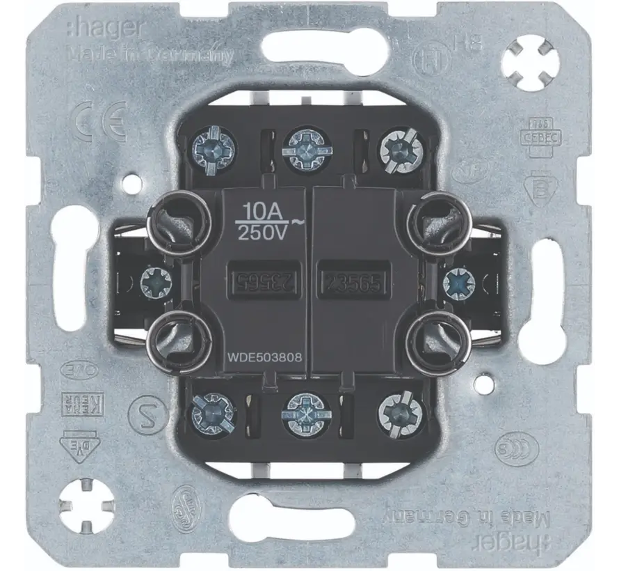 Serientaster 2x Wechsler 10A mit Krallenbefestigung (WDE503808)