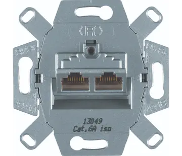 Hager Berker RJ45 Netzwerk-Anschlussdose CAT6A 2-fach (WDF410862)