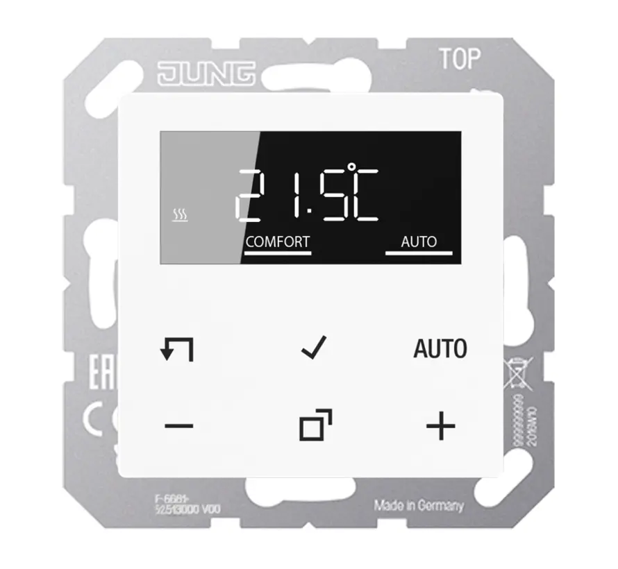 Raumthermostat mit Display inkl. Einsatz A-range alpinweiß (TR D A 1790 WW)