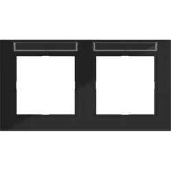 Hager Berker Abdeckrahmen 2-fach horizontal mit Beschriftungsfeld A1 nachtschwarz glänzend (WAD6202BG)