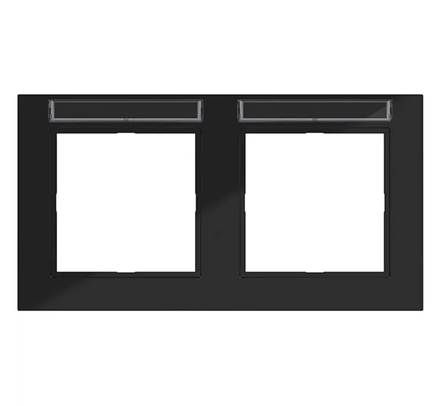 Abdeckrahmen 2-fach horizontal mit Beschriftungsfeld A1 nachtschwarz glänzend (WAD6202BG)