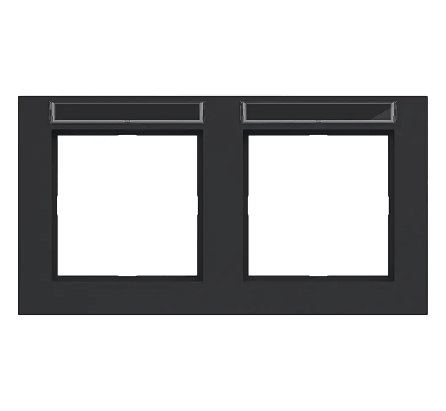 Abdeckrahmen 2-fach horizontal mit Beschriftungsfeld A1 nachtschwarz matt (WAD6202BM)