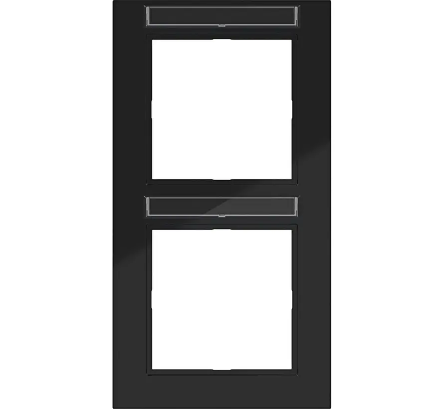 Abdeckrahmen 2-fach vertikal mit Beschriftungsfeld A1 nachtschwarz glänzend (WAD6203BG)