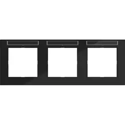 Hager Berker Abdeckrahmen 3-fach horizontal mit Beschriftungsfeld A1 nachtschwarz glänzend (WAD6302BG)