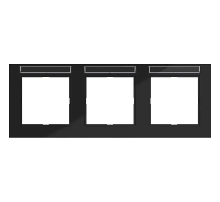 Abdeckrahmen 3-fach horizontal mit Beschriftungsfeld A1 nachtschwarz glänzend (WAD6302BG)