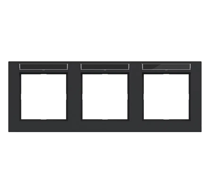 Abdeckrahmen 3-fach horizontal mit Beschriftungsfeld A1 nachtschwarz matt (WAD6302BM)