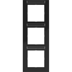 Hager Berker Abdeckrahmen 3-fach vertikal mit Beschriftungsfeld A1 nachtschwarz glänzend (WAD6303BG)