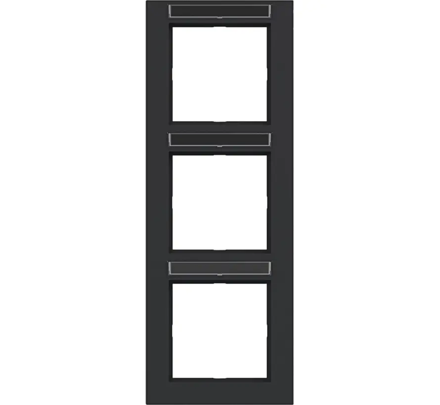 Abdeckrahmen 3-fach vertikal mit Beschriftungsfeld A1 nachtschwarz matt (WAD6303BM)