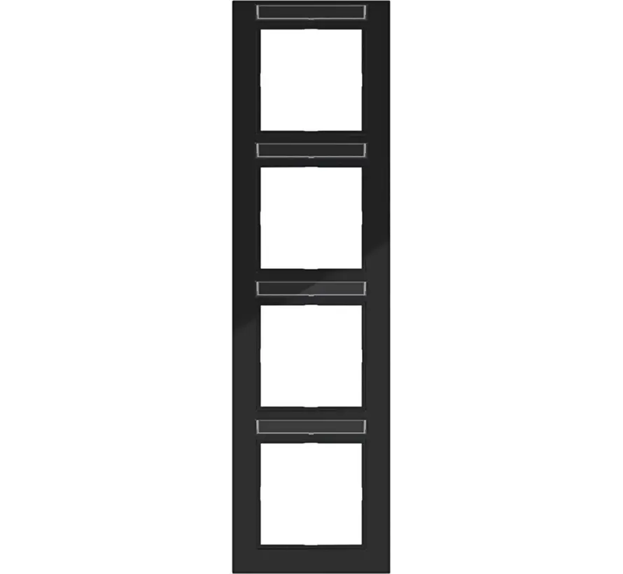 Abdeckrahmen 4-fach vertikal mit Beschriftungsfeld A1 nachtschwarz glänzend (WAD6403BG)